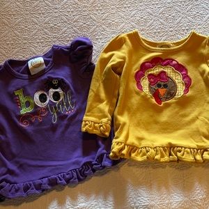 2T Halloween and Thanksgiving shirts